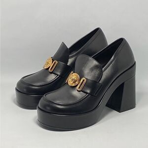 Versace Logo Leather Platform Pumps size 40
